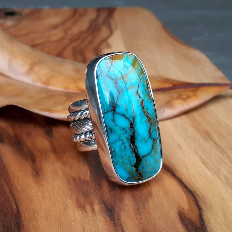 Of Earth and Sky King's Manassa Turquoise a gorgeous stackable style band made of 5 rings! 3